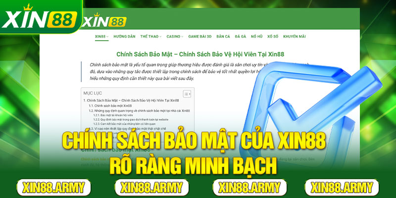 Chính sách bảo mật của Xin88 rõ ràng minh bạch